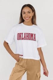 OKLAHOMA SOONERS ALL-STAR APPEAL BOXY FIT WOMEN'S CROPPED TEE BY MADI PREWETT TROUTT