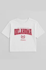 OKLAHOMA SOONERS EASY WIN BOXY FIT CROP TEE