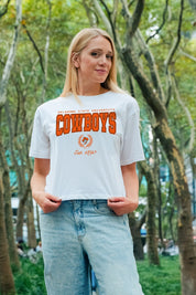 OKLAHOMA STATE COWBOYS EASY WIN BOXY FIT CROP TEE