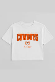 OKLAHOMA STATE COWBOYS EASY WIN BOXY FIT CROP TEE