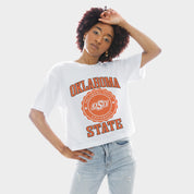 OKLAHOMA STATE COWBOYS RETRO PLAY BOXY FIT CROPPED TEE