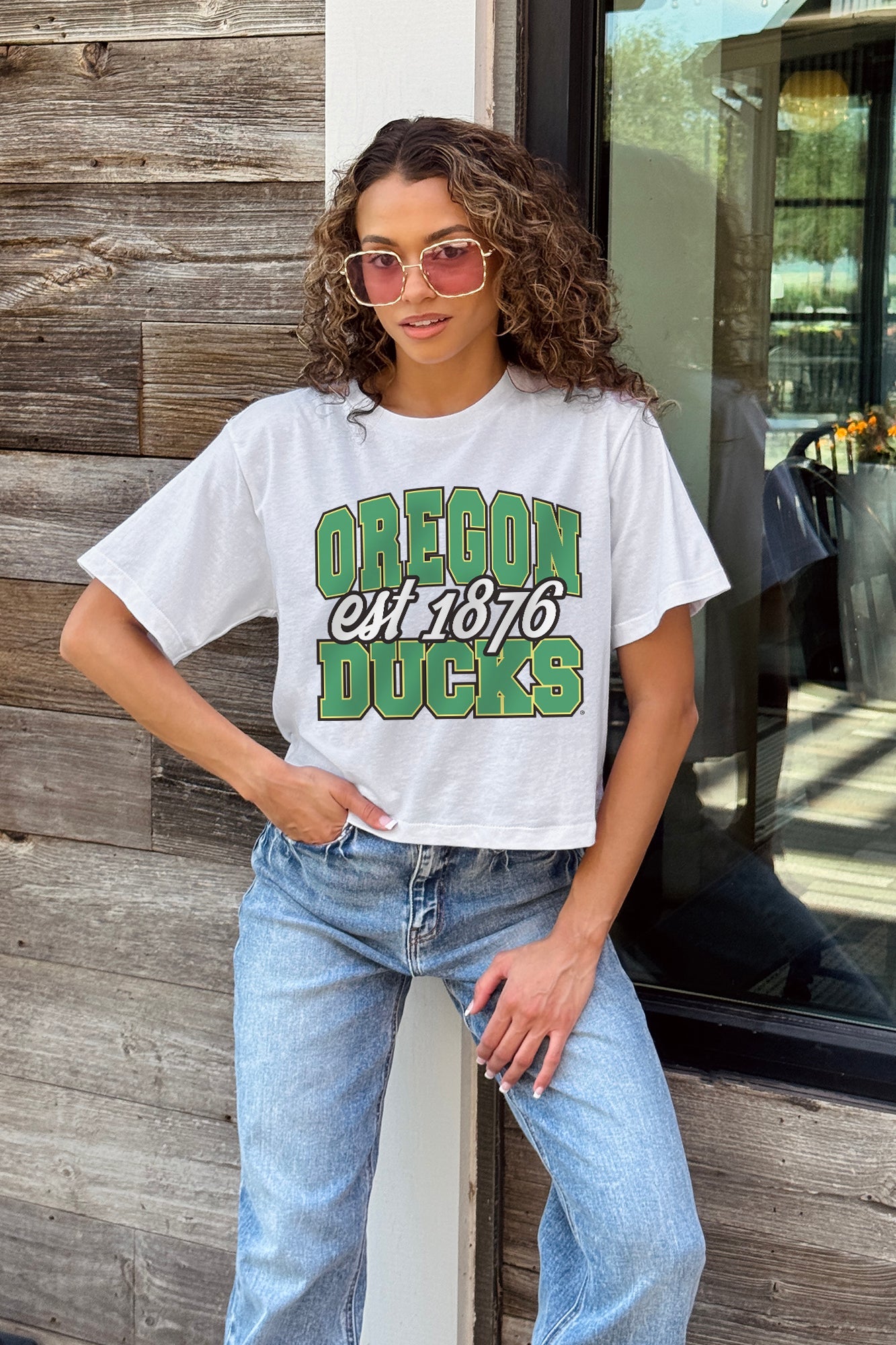 OREGON DUCKS DEEP ROOTS BOXY FIT WOMEN'S CROPPED TEE