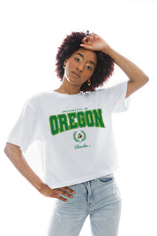 OREGON DUCKS EASY WIN BOXY FIT CROP TEE