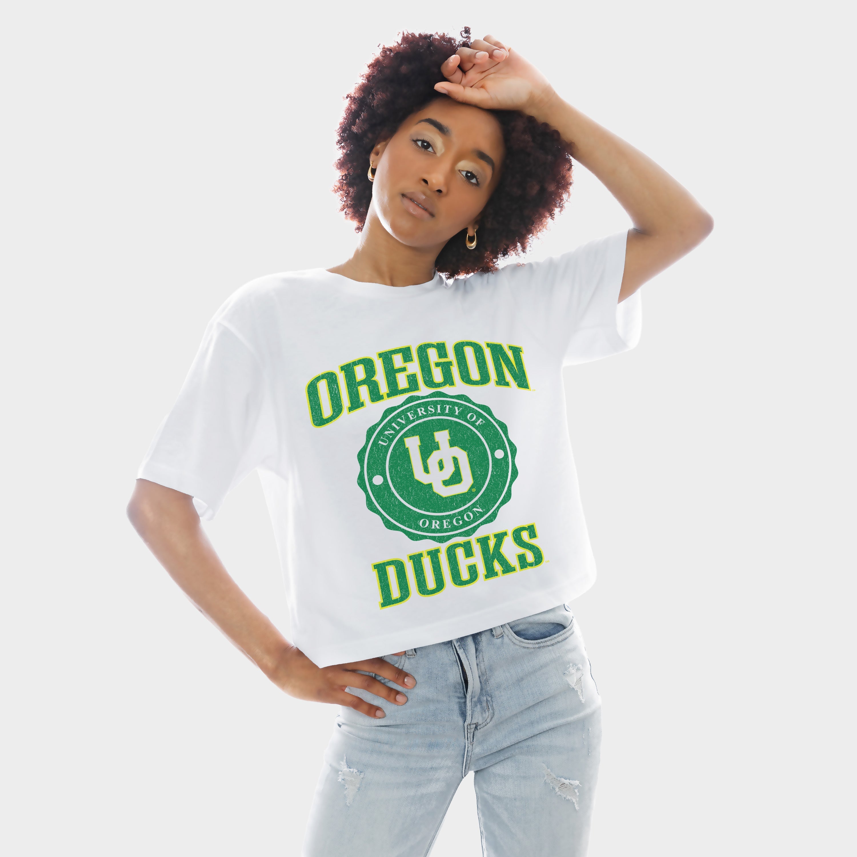 OREGON DUCKS RETRO PLAY BOXY FIT CROPPED TEE