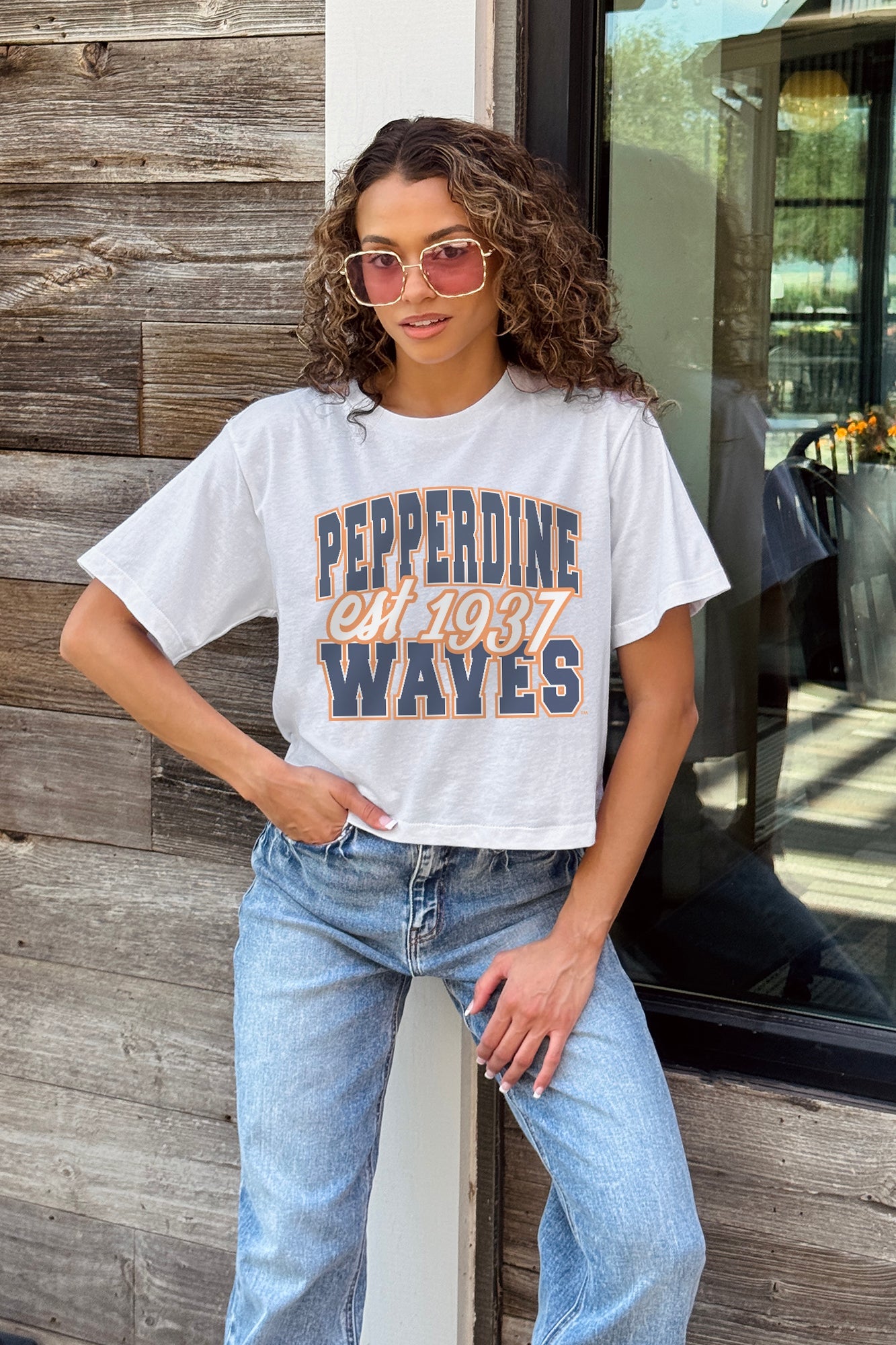 PEPPERDINE WAVES DEEP ROOTS BOXY FIT WOMEN'S CROPPED TEE