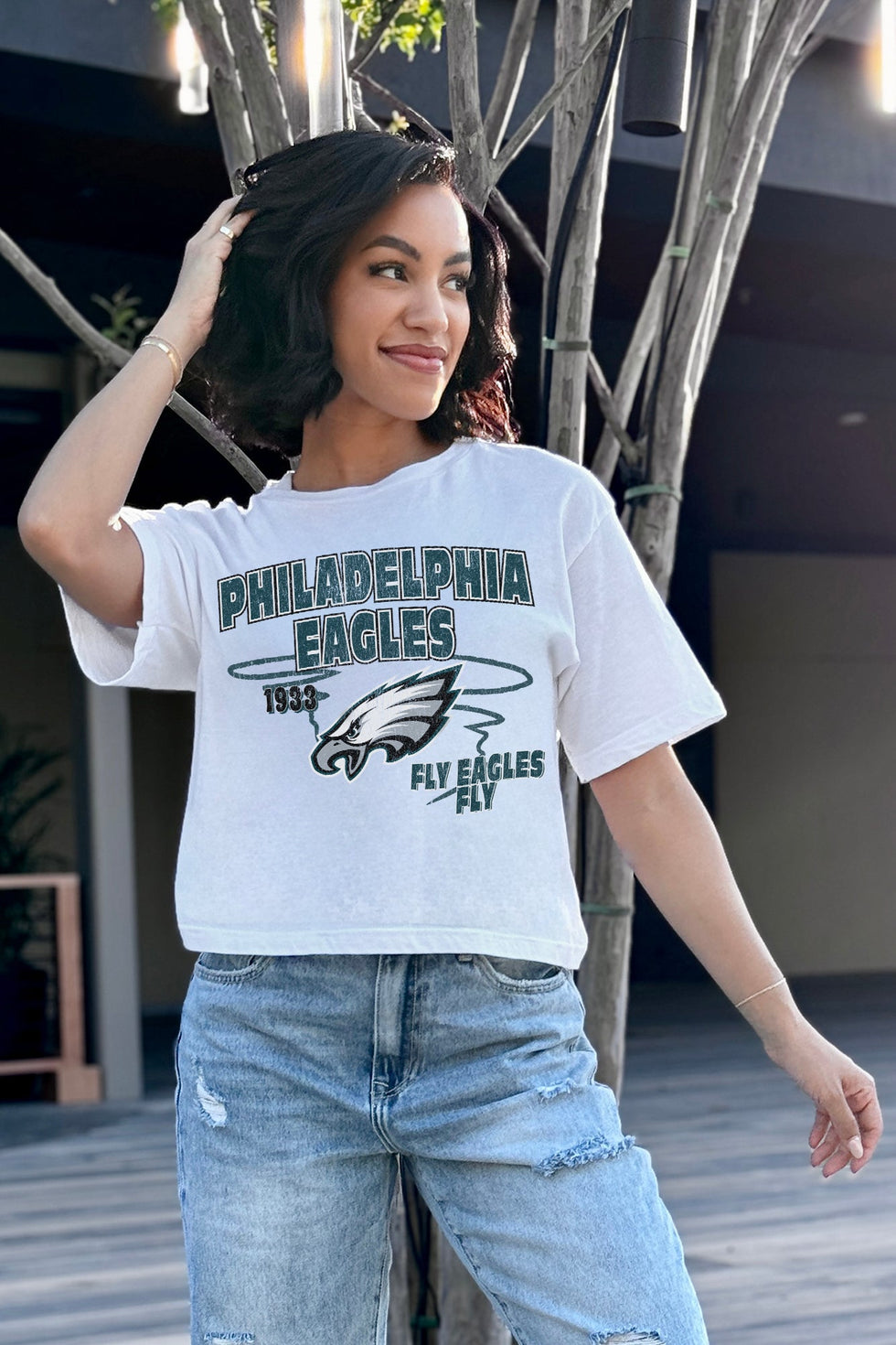 women's philadelphia eagles dress Women's Philadelphia Eagles Gameday Goals Boxy-fit Crop