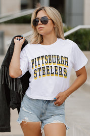 PITTSBURGH STEELERS CLAIM TO FAME BOXY FIT WOMEN'S CROPPED TEE