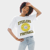 PITTSBURGH STEELERS RETRO PLAY BOXY FIT CROPPED TEE