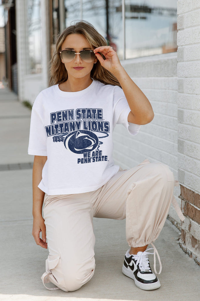 PENN STATE NITTANY LIONS GAMEDAY GOALS BOXY FIT WOMEN'S CROP TEE