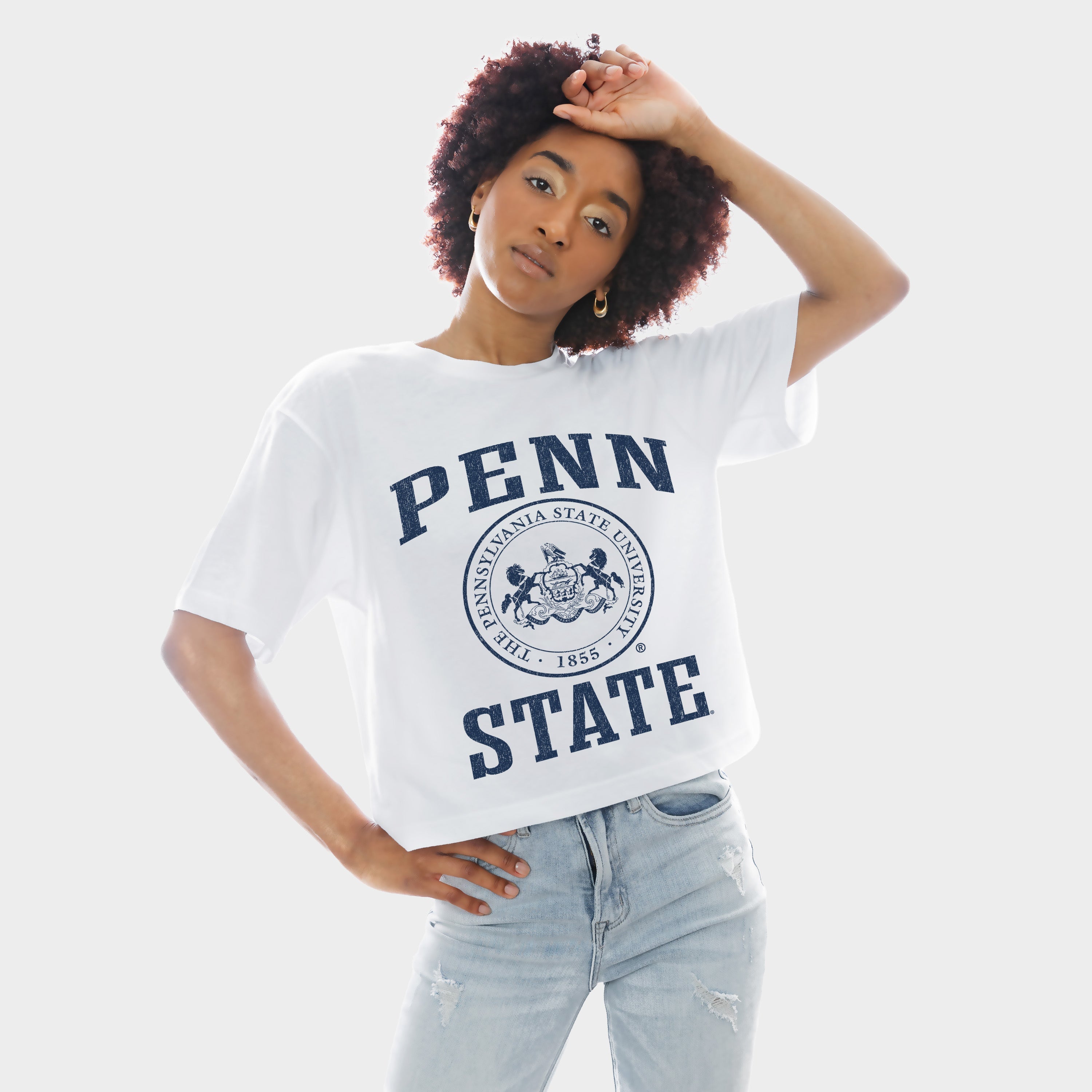 PENN STATE NITTANY LIONS RETRO PLAY BOXY FIT CROPPED TEE