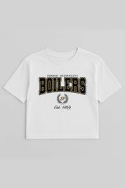 PURDUE BOILERMAKERS EASY WIN BOXY FIT CROP TEE