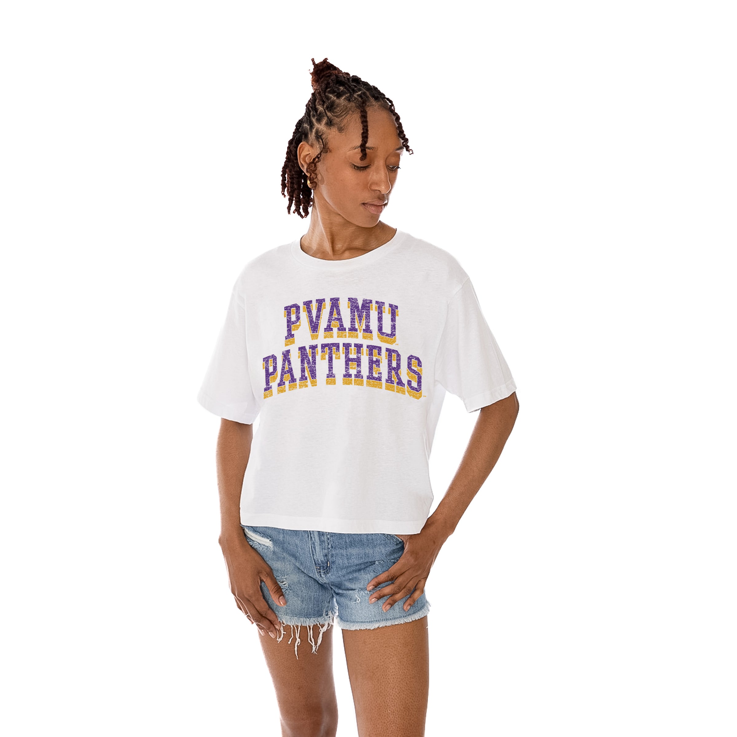 PRAIRIE VIEW A&M PANTHERS Claim To Fame Boxy-Fit Crop Tee