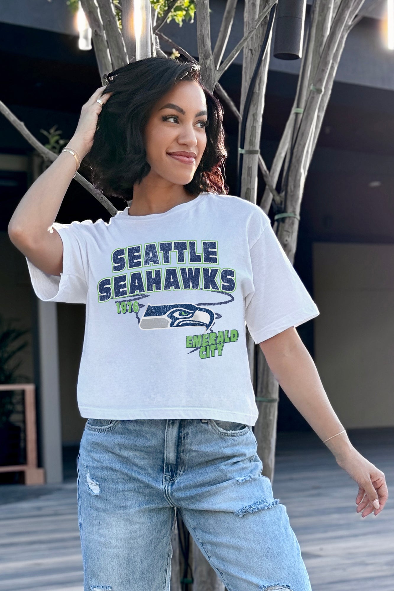 Women's Seattle Seahawks Gameday Goals Boxy-Fit Crop Tee – Gameday