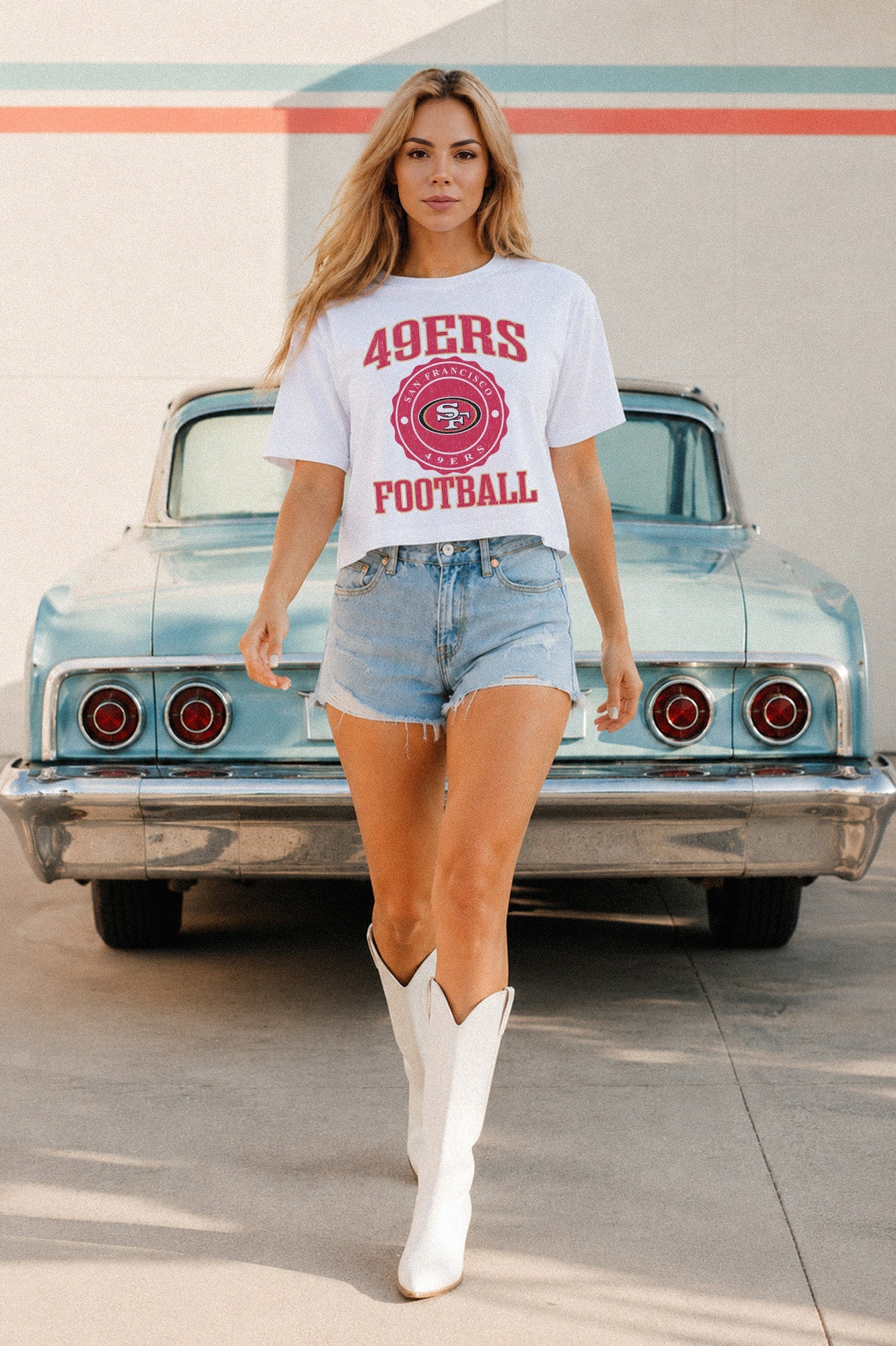 SAN FRANCISCO 49ERS RETRO PLAY BOXY FIT CROPPED TEE