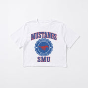 SMU MUSTANGS RETRO PLAY BOXY FIT CROPPED TEE