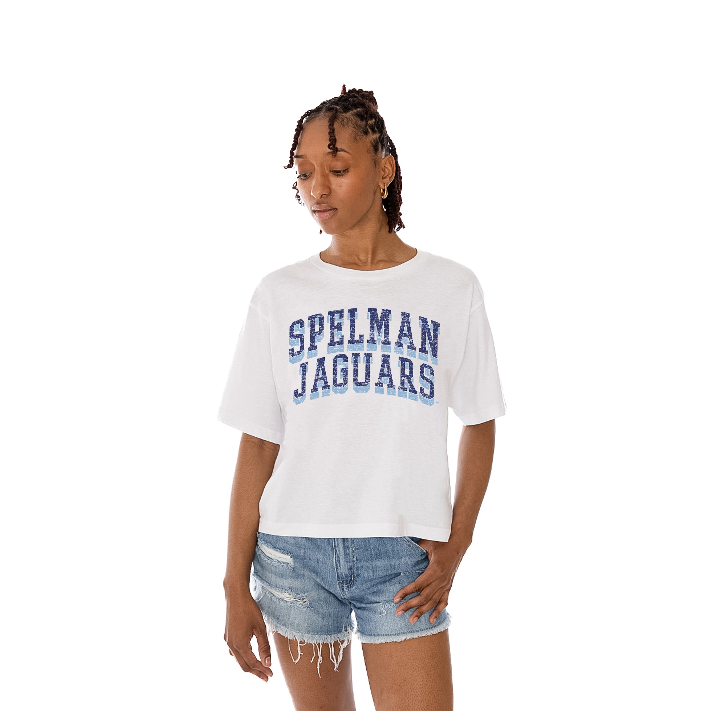 SPELMAN COLLEGE JAGUARS Claim To Fame Boxy-Fit Crop Tee