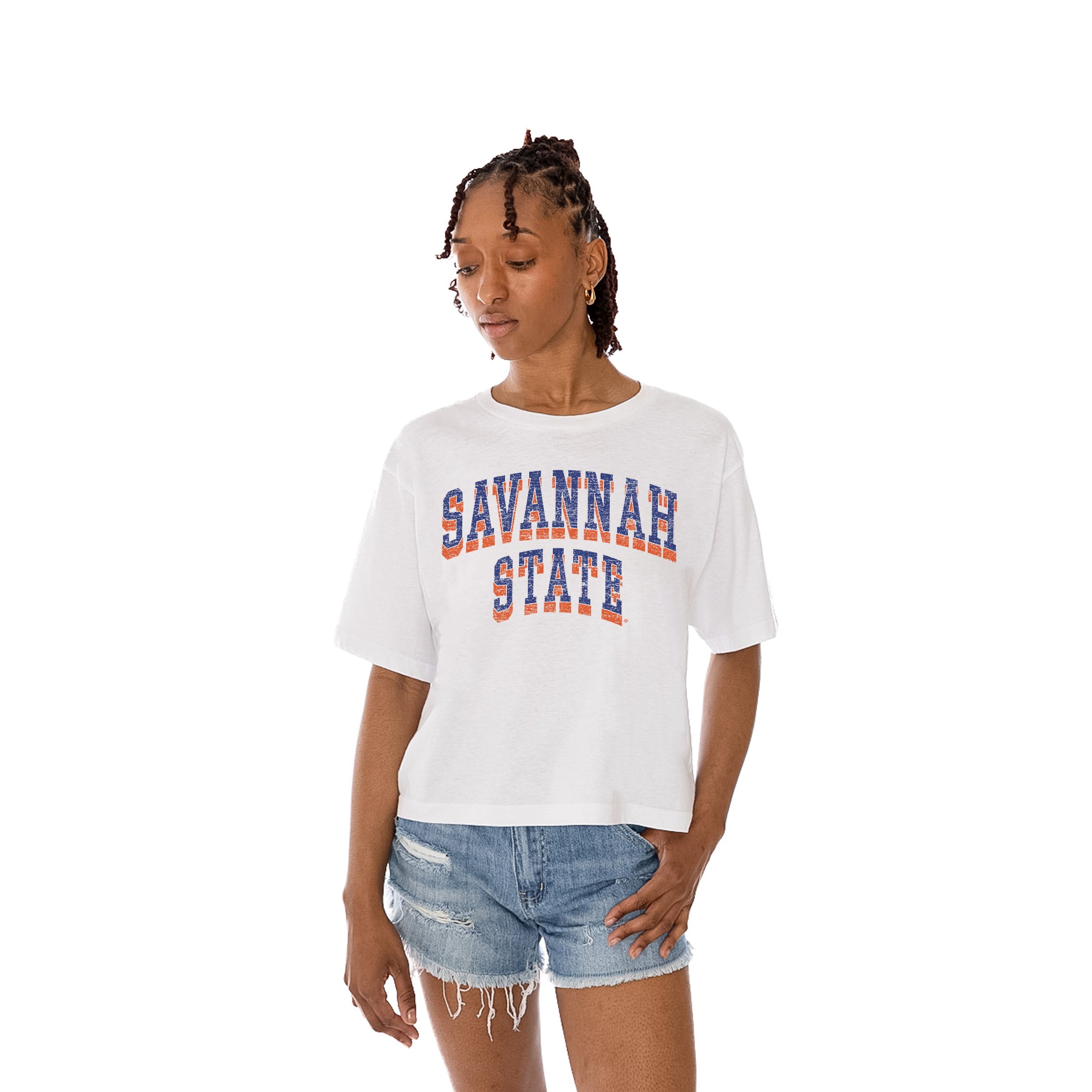 SAVANNAH STATE TIGERS Claim To Fame Boxy-Fit Crop Tee