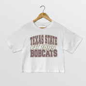 TEXAS STATE BOBCATS DEEP ROOTS BOXY FIT WOMEN'S CROPPED TEE