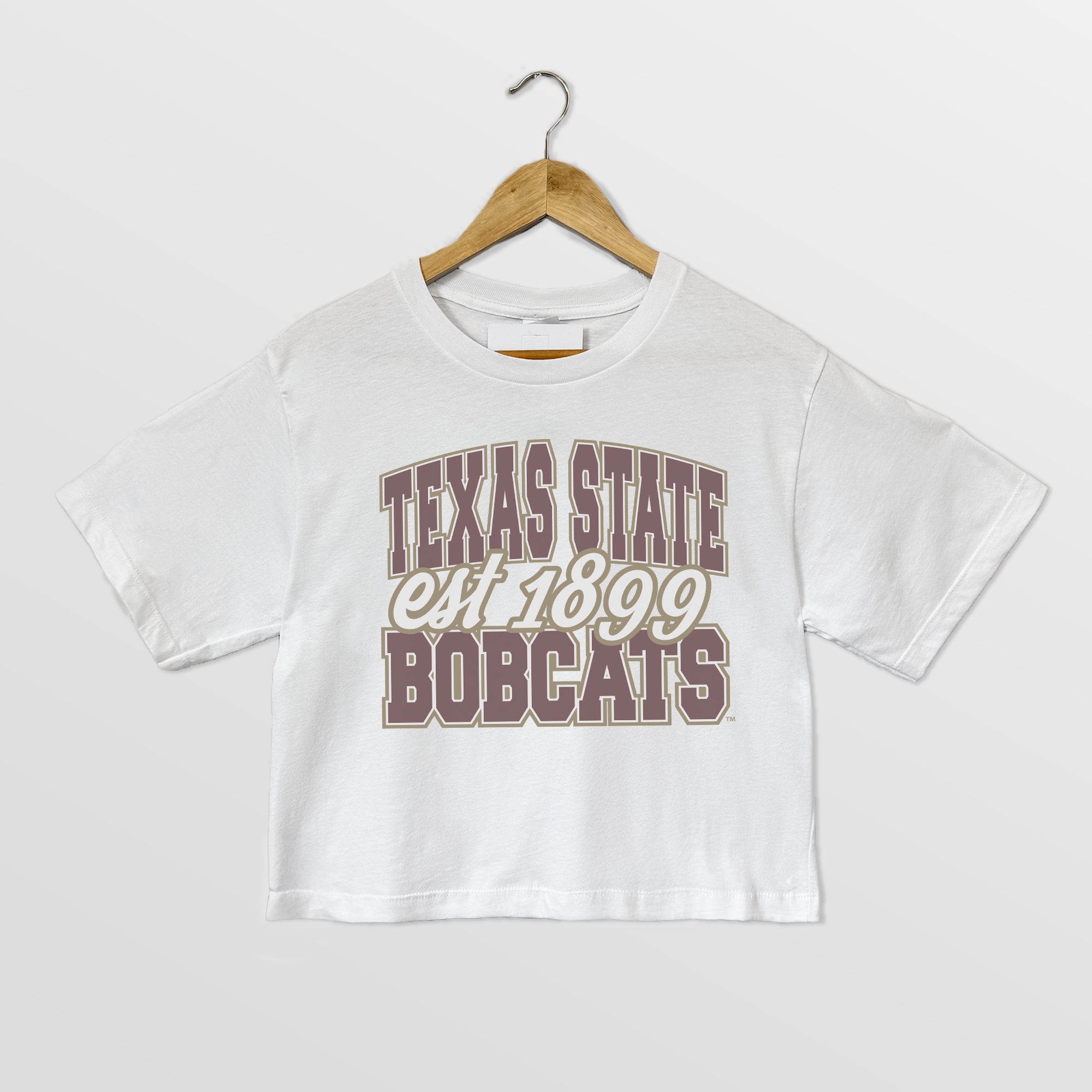 TEXAS STATE BOBCATS DEEP ROOTS BOXY FIT WOMEN'S CROPPED TEE