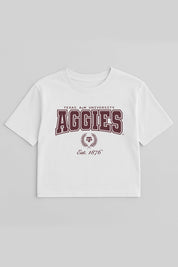 TEXAS A&M AGGIES EASY WIN BOXY FIT CROP TEE