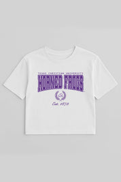 TCU HORNED FROGS EASY WIN BOXY FIT CROP TEE