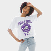 TCU HORNED FROGS RETRO PLAY BOXY FIT CROPPED TEE
