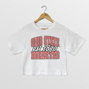 OHIO STATE BUCKEYES DEEP ROOTS BOXY FIT WOMEN'S CROPPED TEE