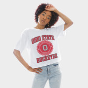 OHIO STATE BUCKEYES RETRO PLAY BOXY FIT CROPPED TEE
