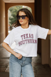 TEXAS SOUTHERN TIGERS CLAIM TO FAME BOXY FIT WOMEN'S CROPPED TEE