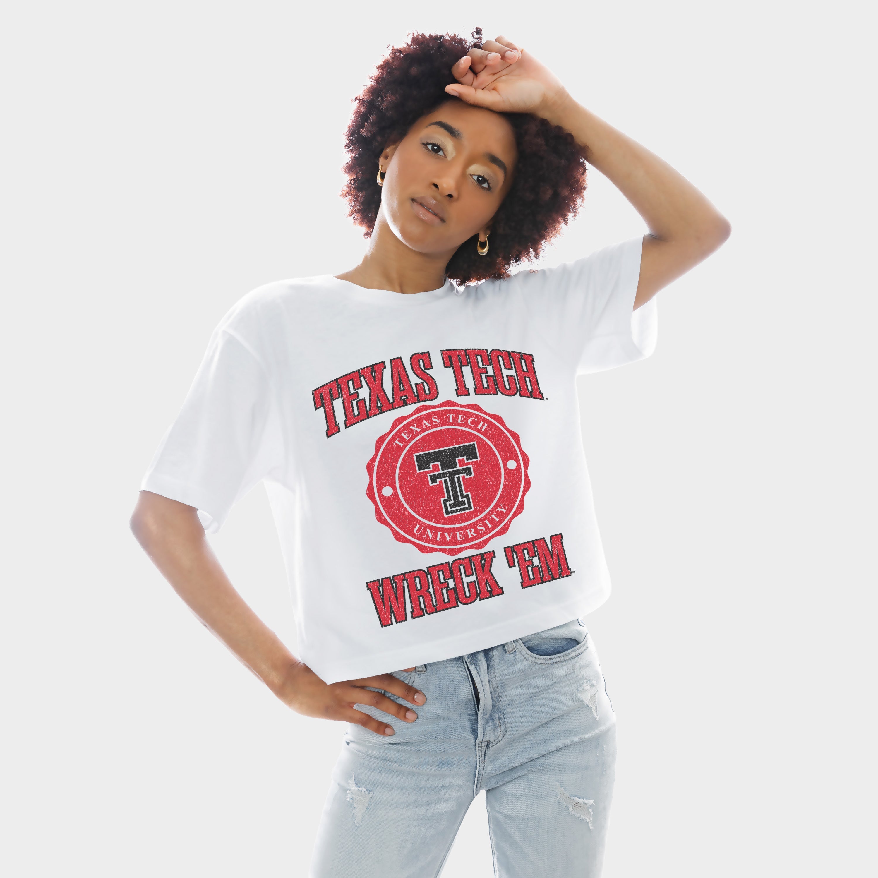 TEXAS TECH RED RAIDERS RETRO PLAY BOXY FIT CROPPED TEE