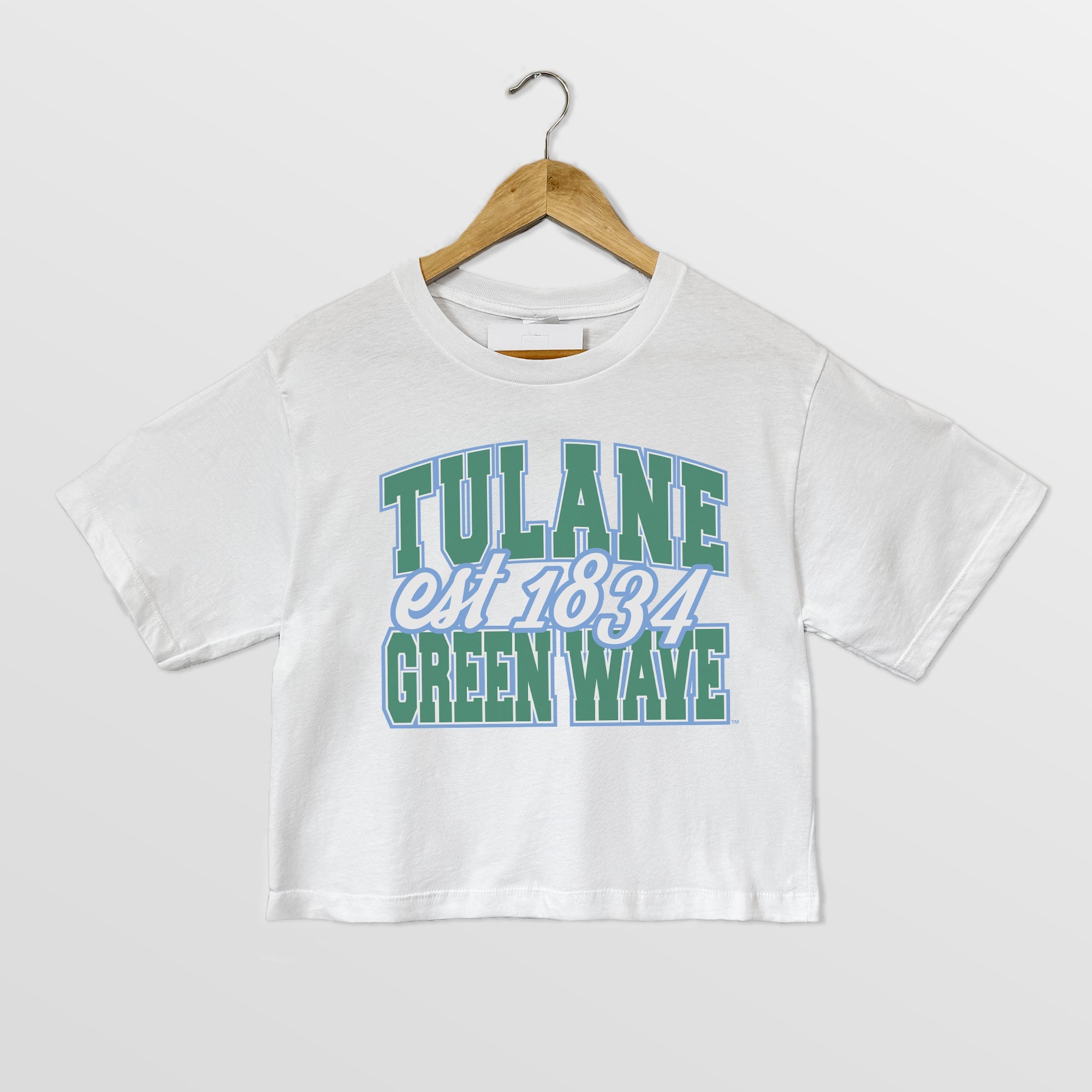 TULANE GREEN WAVE DEEP ROOTS BOXY FIT WOMEN'S CROPPED TEE