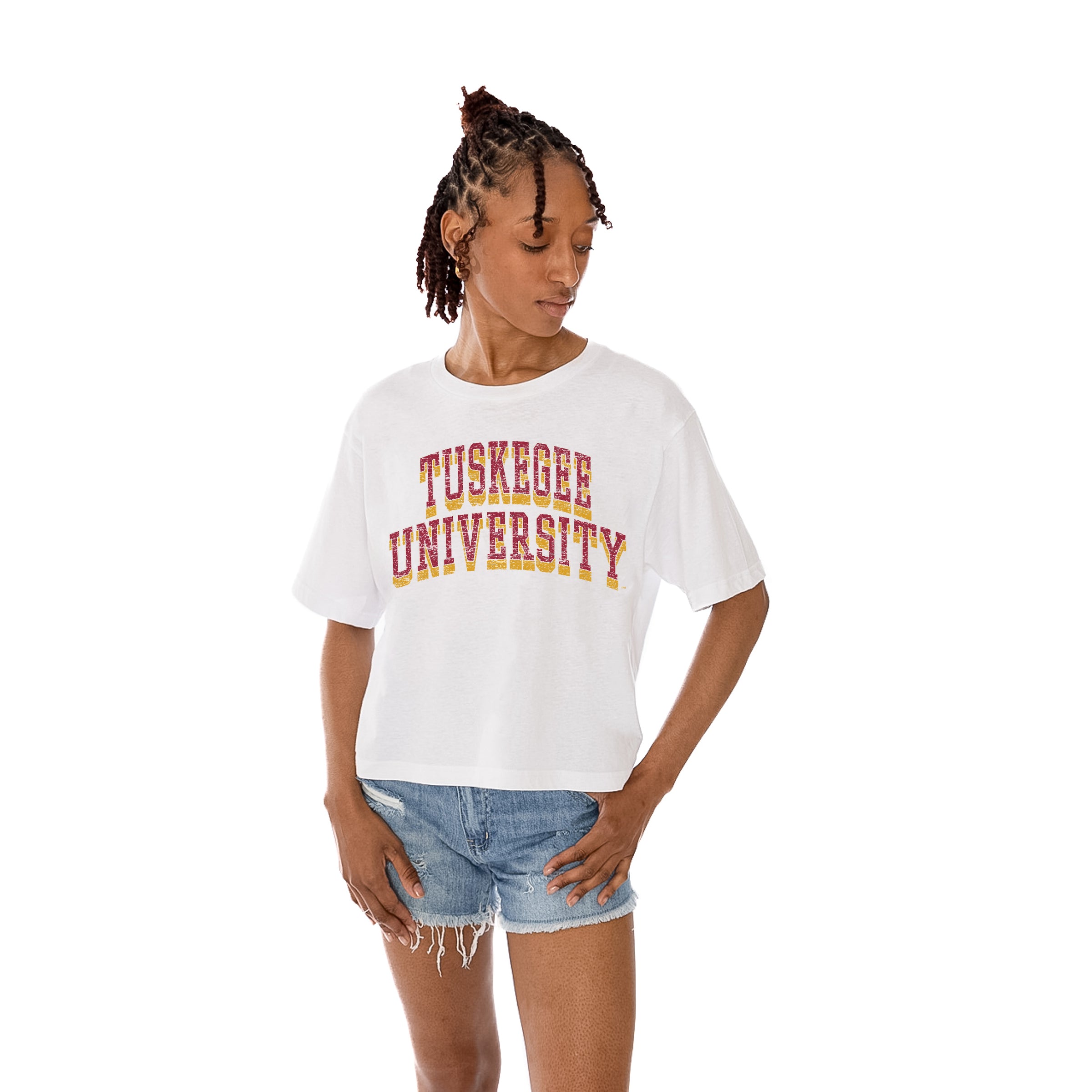 TUSKEGEE GOLDEN TIGERS Claim To Fame Boxy-Fit Crop Tee
