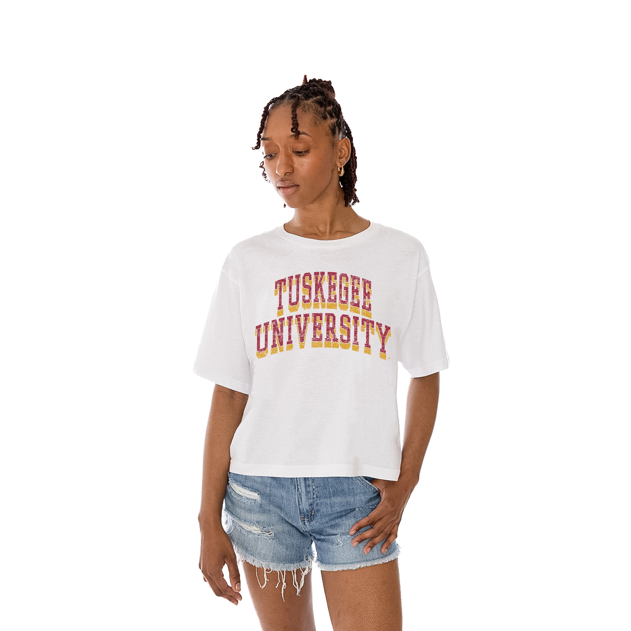 TUSKEGEE GOLDEN TIGERS Claim To Fame Boxy-Fit Crop Tee