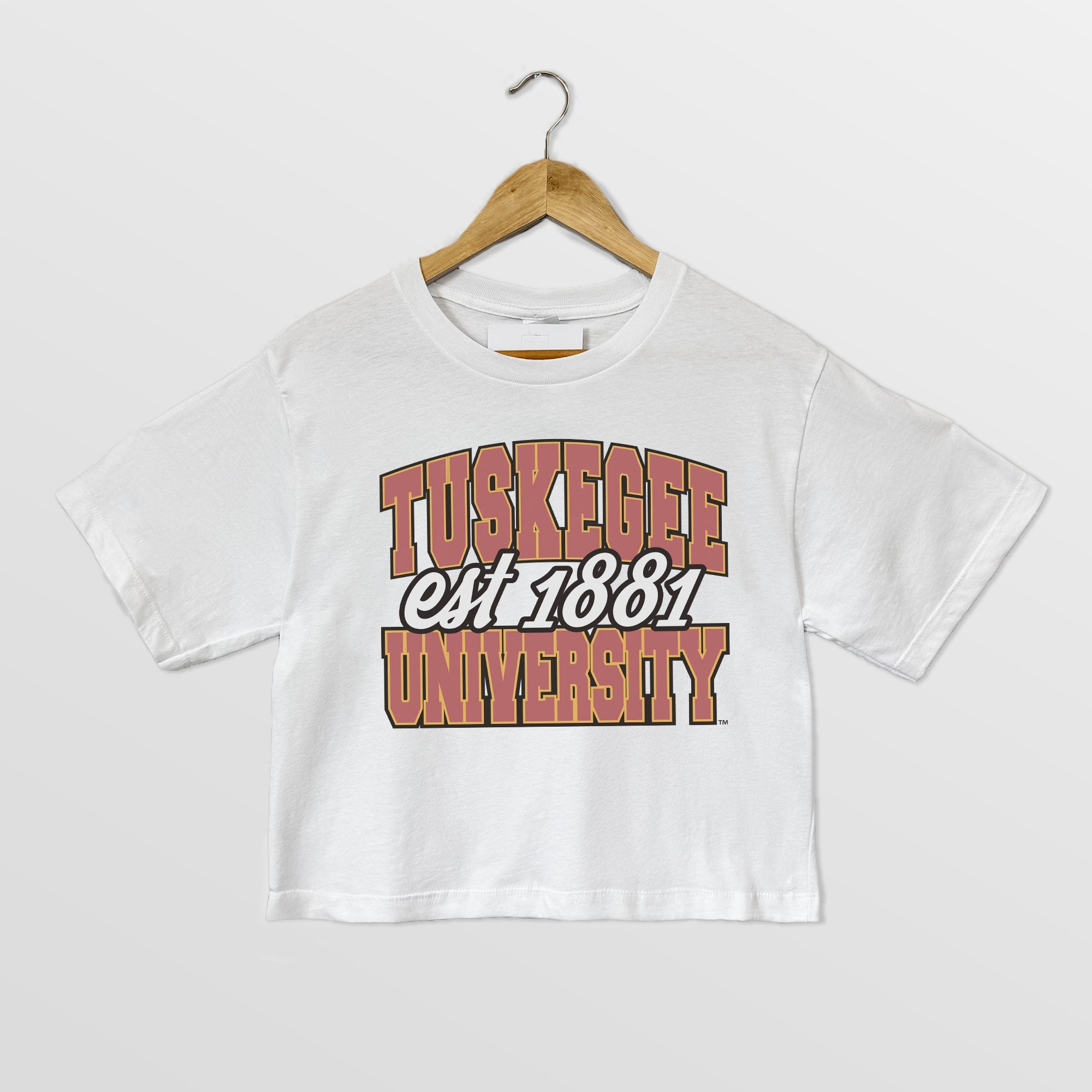 TUSKEGEE GOLDEN TIGERS DEEP ROOTS BOXY FIT WOMEN'S CROPPED TEE