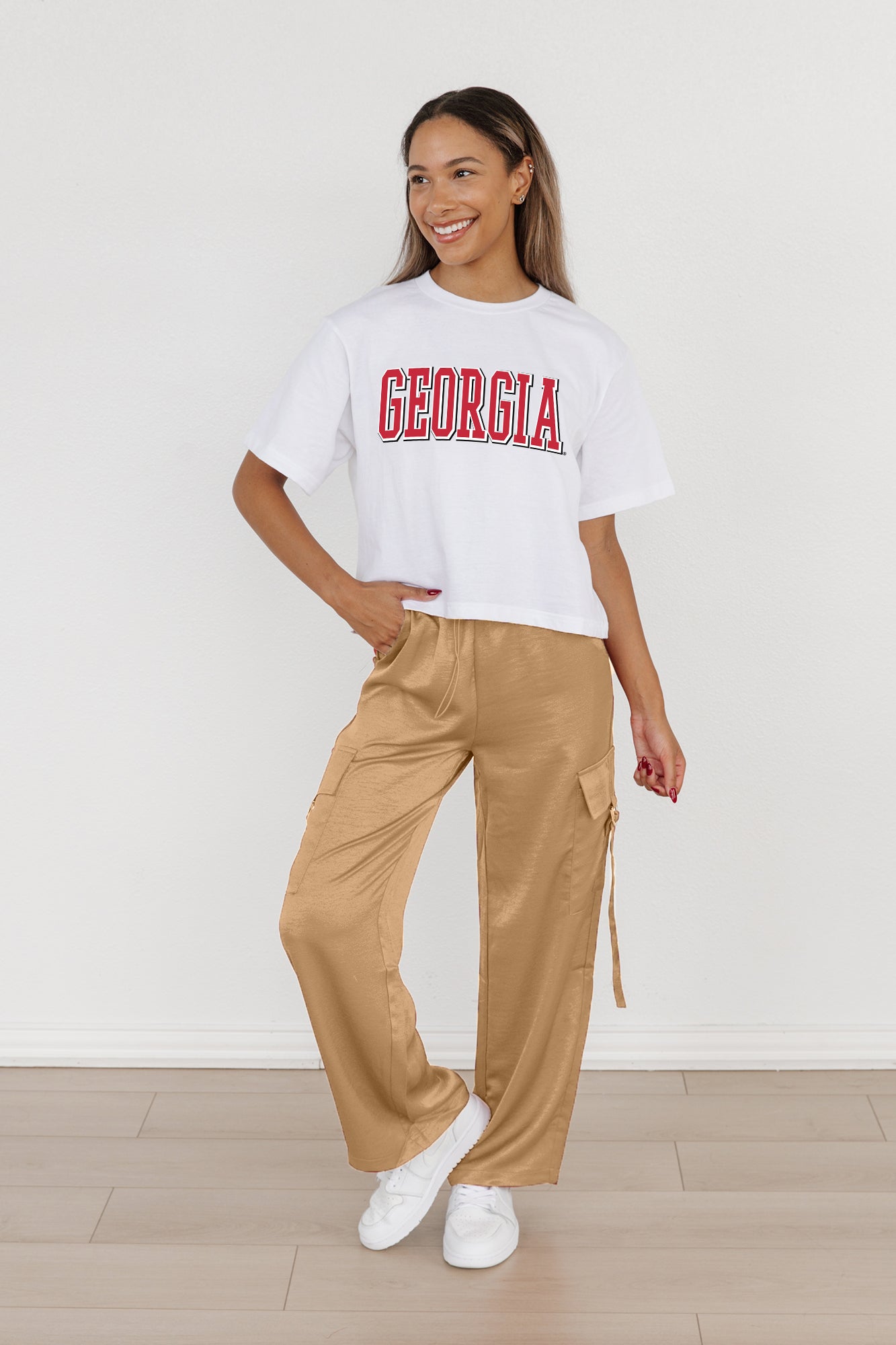 GEORGIA BULLDOGS ALL-STAR APPEAL BOXY FIT WOMEN'S CROPPED TEE BY MADI PREWETT TROUTT