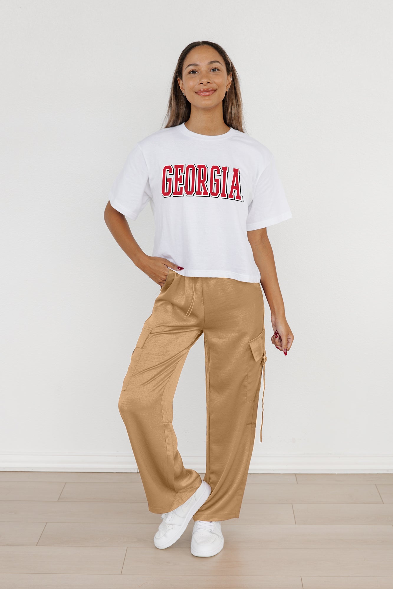 GEORGIA BULLDOGS ALL-STAR APPEAL BOXY FIT WOMEN'S CROPPED TEE BY MADI PREWETT TROUTT