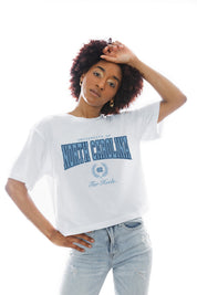 NORTH CAROLINA TAR HEELS EASY WIN BOXY FIT CROP TEE