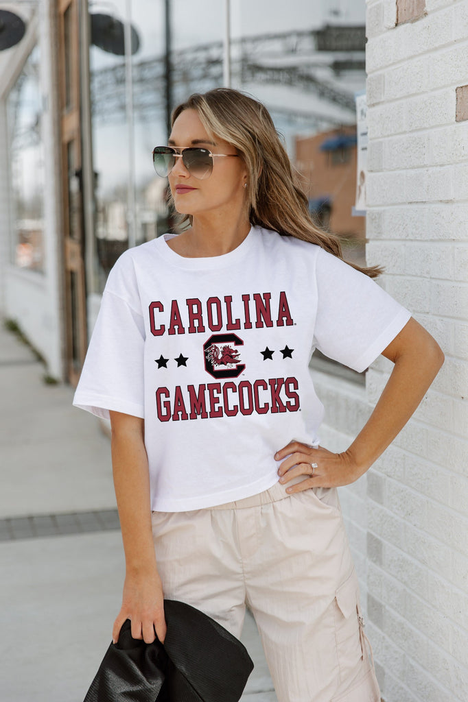 SOUTH CAROLINA GAMECOCKS TO THE POINT BOXY FIT WOMEN'S CROP TEE
