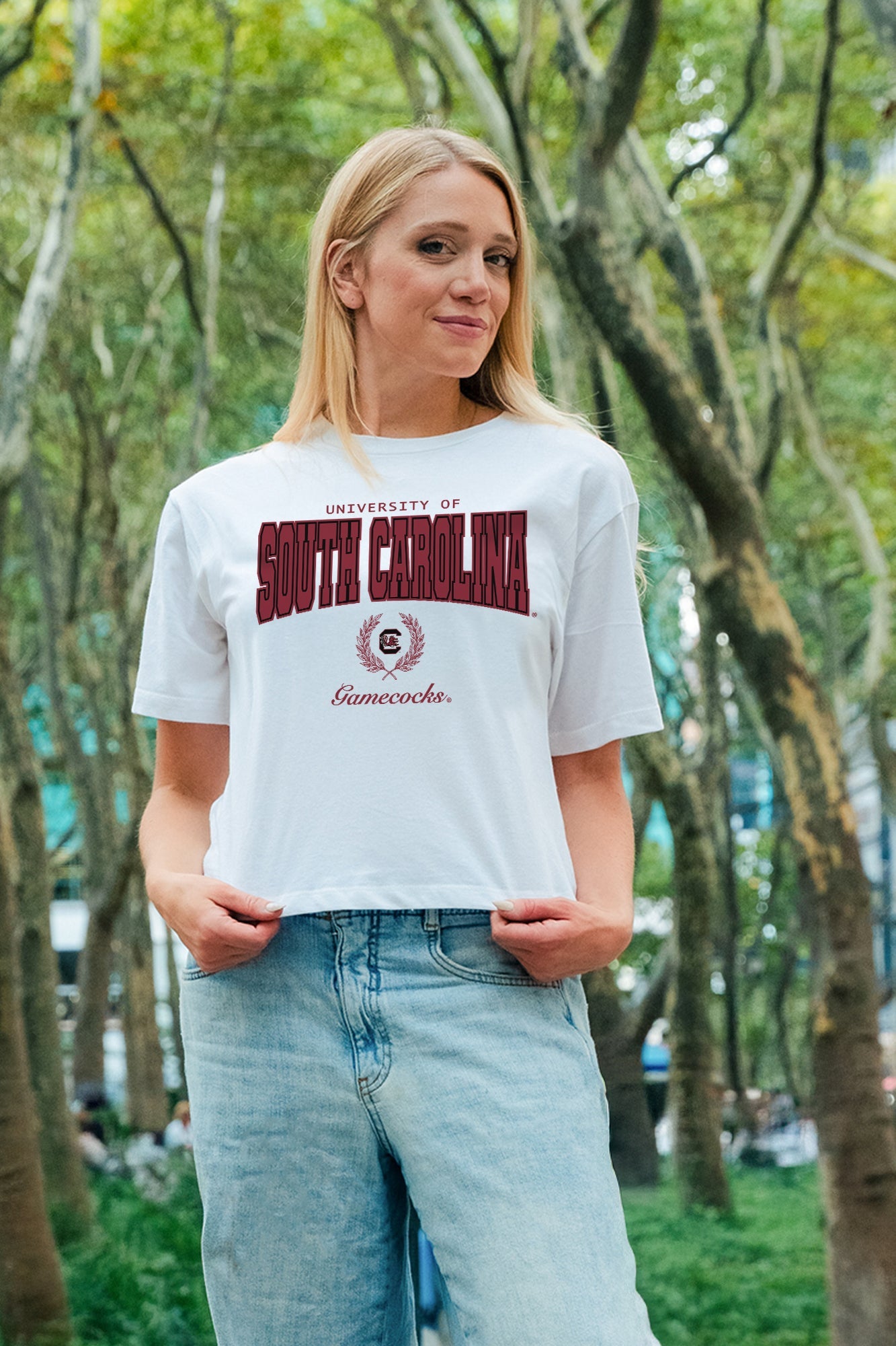 SOUTH CAROLINA GAMECOCKS EASY WIN BOXY FIT CROP TEE