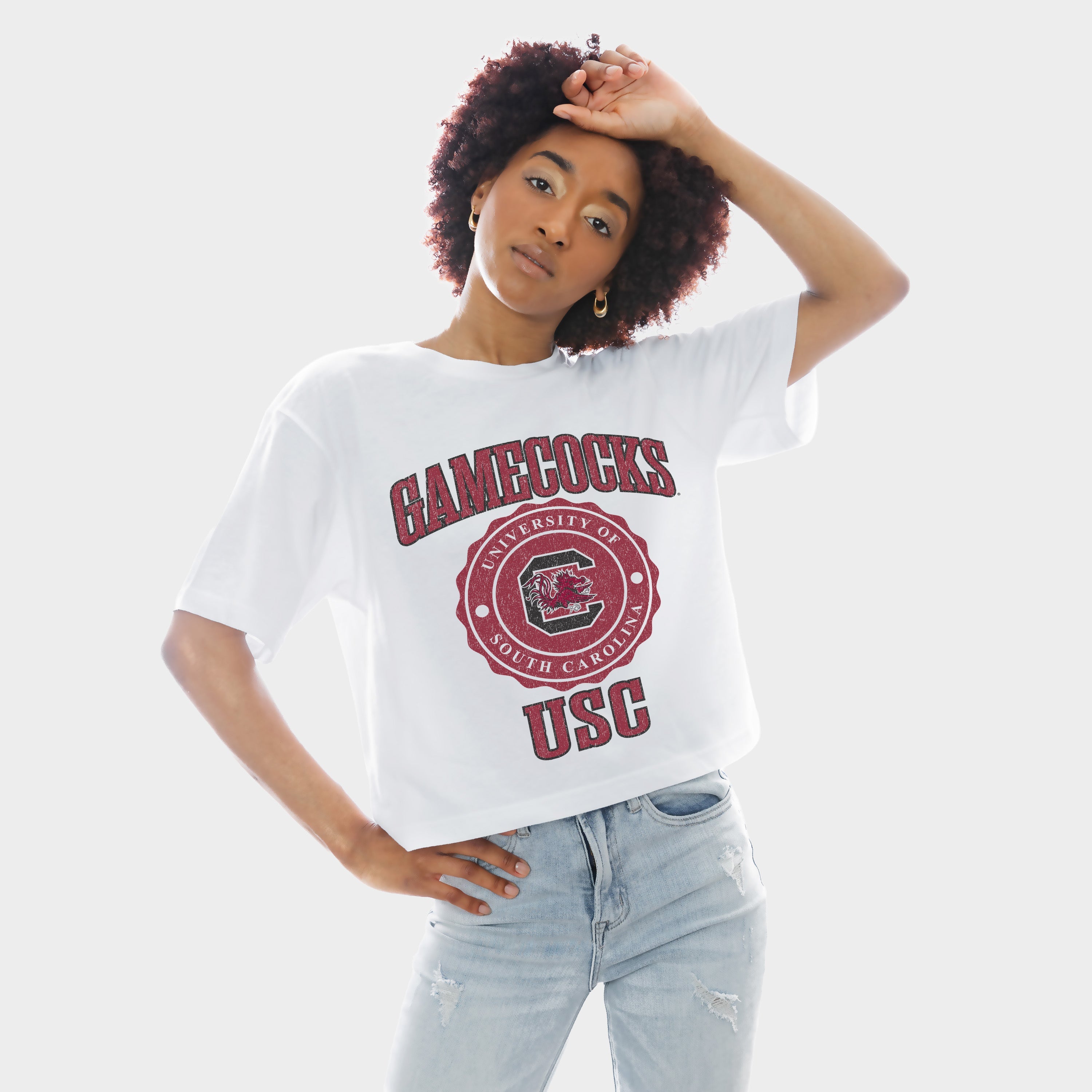 SOUTH CAROLINA GAMECOCKS RETRO PLAY BOXY FIT CROPPED TEE