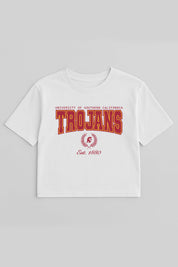 USC TROJANS EASY WIN BOXY FIT CROP TEE