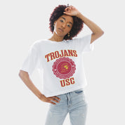 USC TROJANS RETRO PLAY BOXY FIT CROPPED TEE