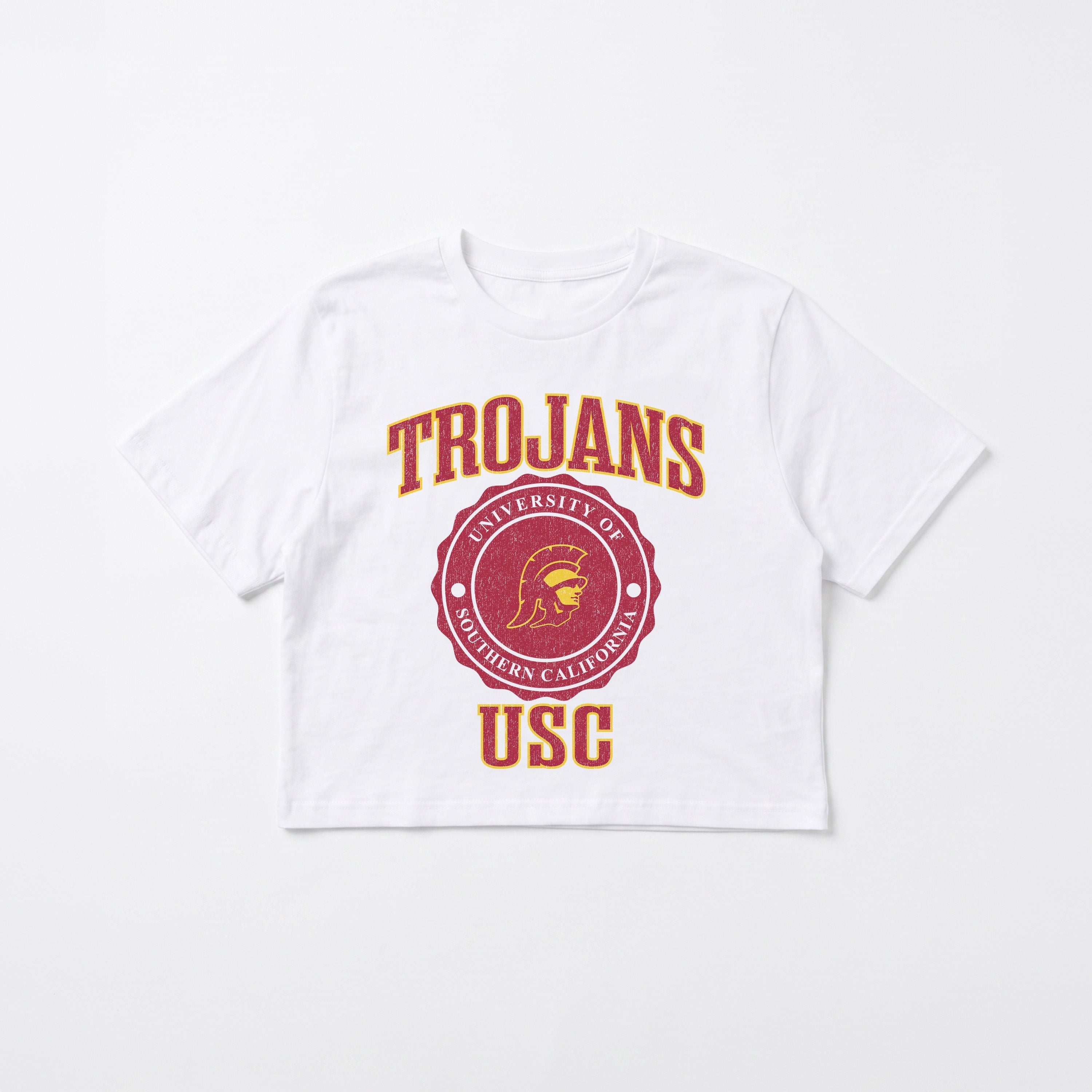 USC TROJANS RETRO PLAY BOXY FIT CROPPED TEE