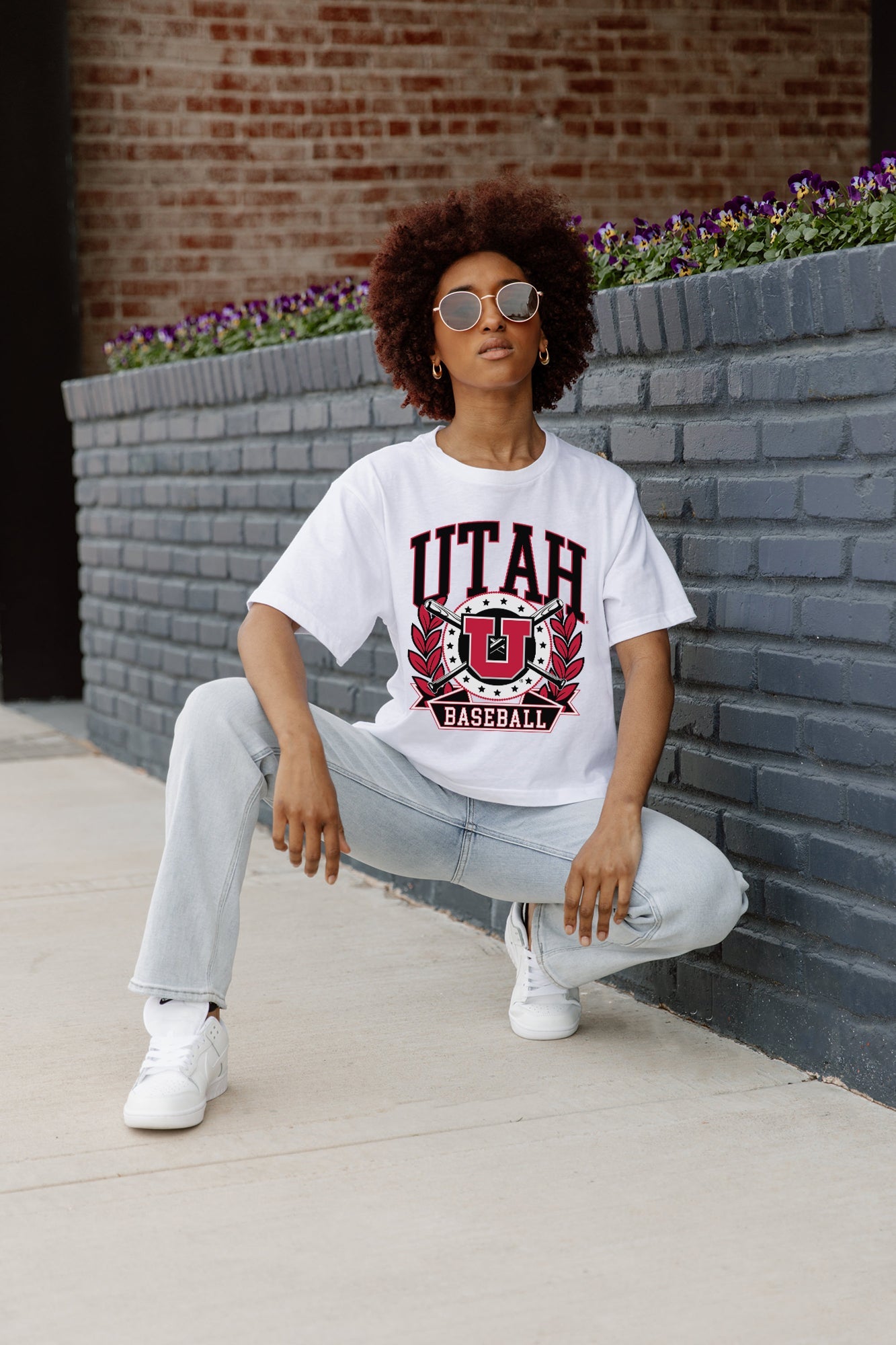 UTAH UTES BASES LOADED BOXY FIT WOMEN'S CROP TEE