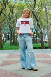 UTAH UTES EASY WIN BOXY FIT CROP TEE