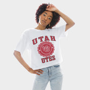 UTAH UTES RETRO PLAY BOXY FIT CROPPED TEE
