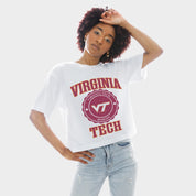 VIRGINIA TECH HOKIES RETRO PLAY BOXY FIT CROPPED TEE
