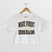 WAKE FOREST DEMON DEACONS DEEP ROOTS BOXY FIT WOMEN'S CROPPED TEE
