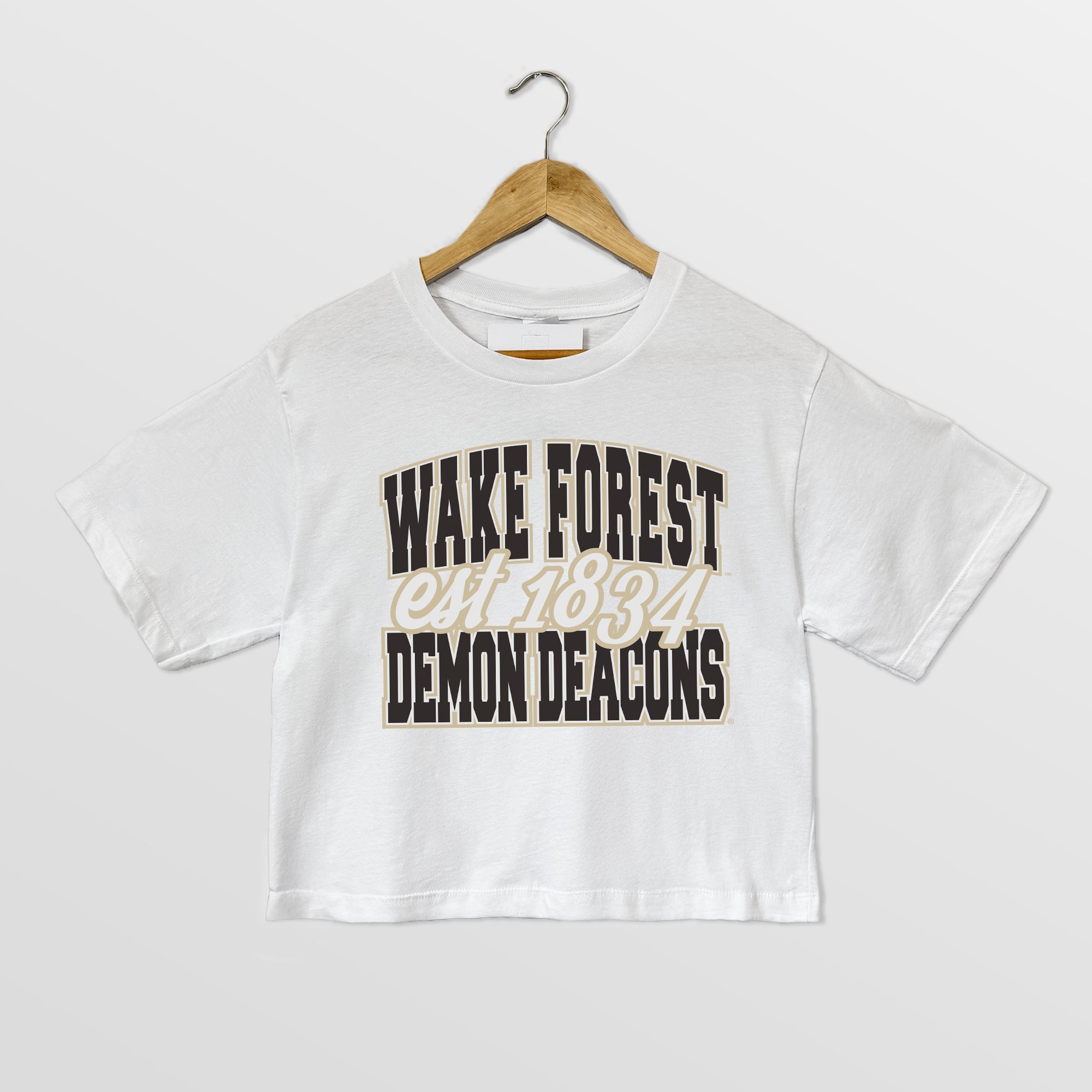 WAKE FOREST DEMON DEACONS DEEP ROOTS BOXY FIT WOMEN'S CROPPED TEE
