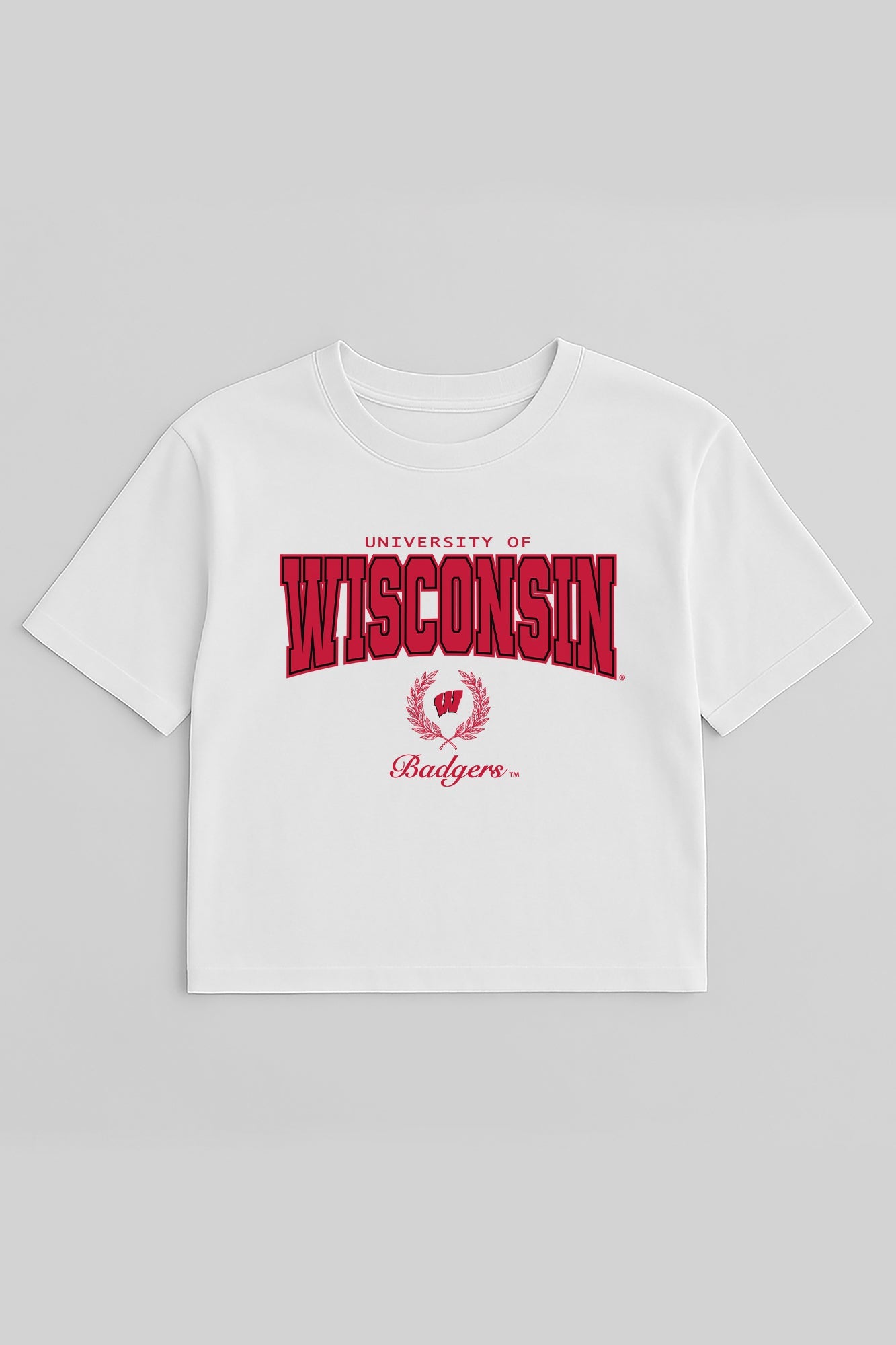 WISCONSIN BADGERS EASY WIN BOXY FIT CROP TEE